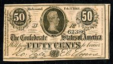 Confederate fifty cent bill