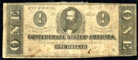 1864 ONE DOLLAR FACSIMILE Confederate States America CSA $1.00 BILL 