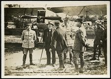 Clemenceau visiting French aviation camp near front.