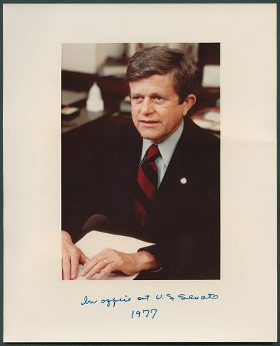 Senator Robert Morgan in office at U.S. Senate, 1977