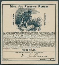 Mrs. Joe Person's Remedy label