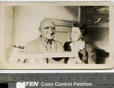 Lucy Cherry Crisp with her bust of George Washington Carver