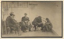 Orville Wright with reporters departing Manteo - Sepia #1