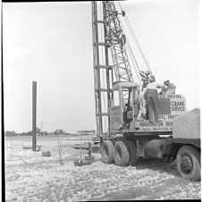 Driving pilings for Ficklen Stadium  