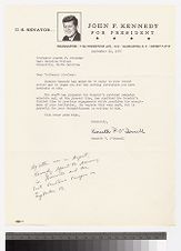 Letter from Kenneth O'Donnell to Joseph Steelman, September 23, 1960