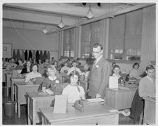 Students taking typing contest