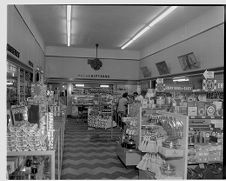 Interior of Warren's drug store