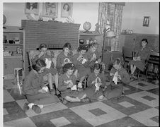 Girl Scouts sewing