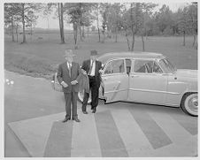 Sam Rayburn arriving at rally