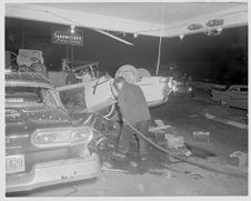 Automobile accident at drive in