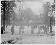 Students walking in snow