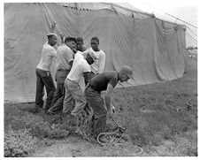 Putting up tent