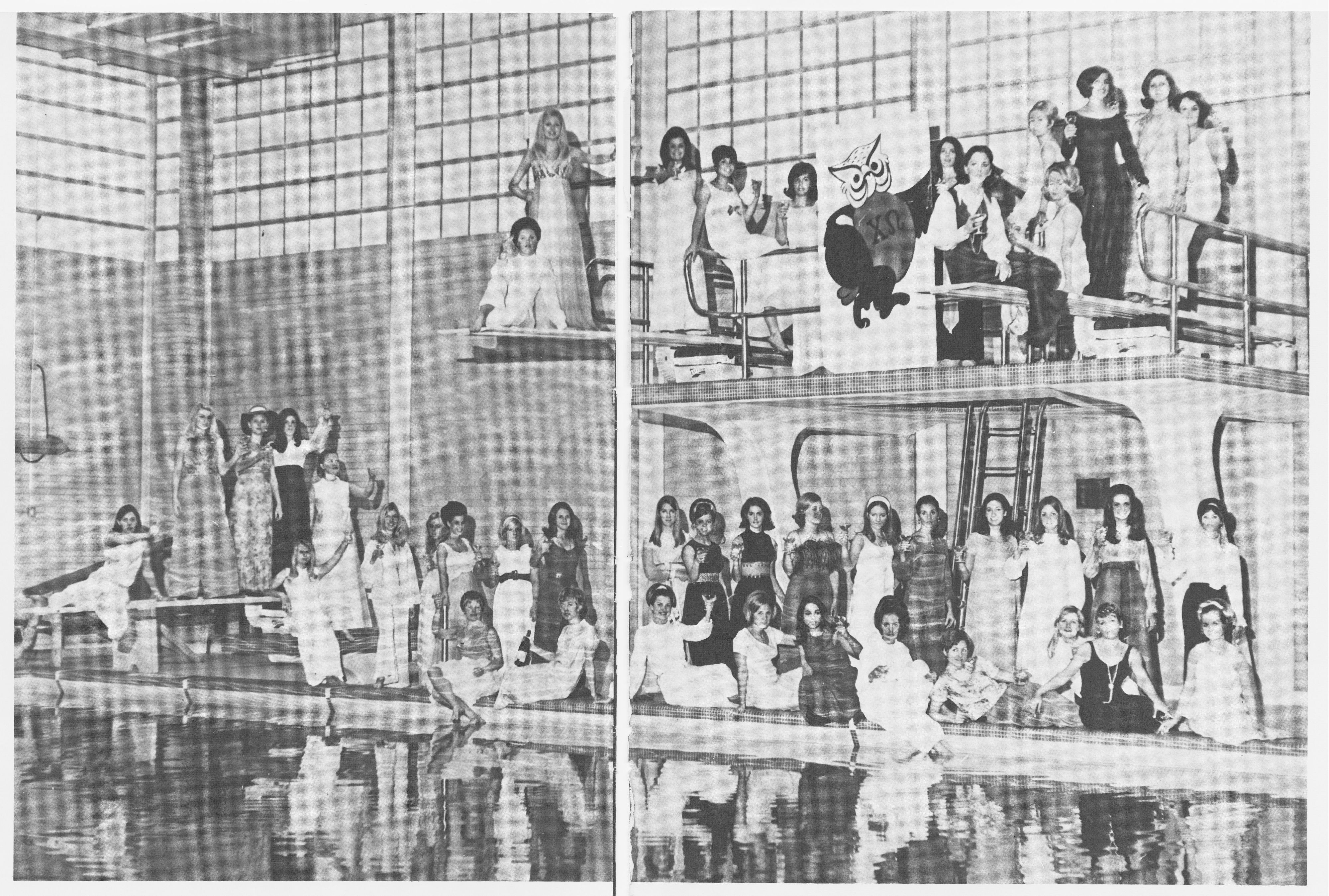 Chi Omega members at pool ECU Digital Collections