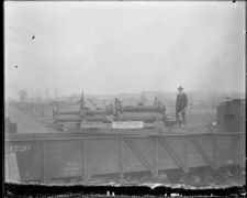 Man with engine for vessel