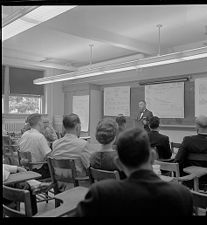 Leo Jenkins in front of class