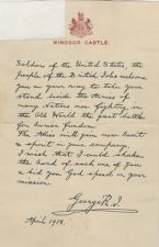 Letter to Byron Hilliard from King George V of England