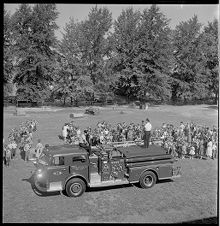 Fire fighters at school