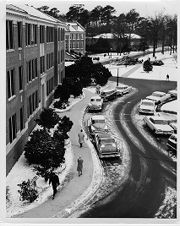 Aerial view of Graham, Flanagan, and Student Health