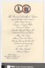 Invitation from the General Assembly of Virginia, Inaugural Committee, to Carroll Leggett