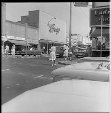 Shopper crossing street