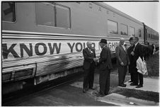 Men outside train