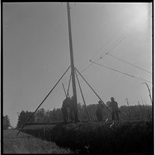 Erecting power line poles 