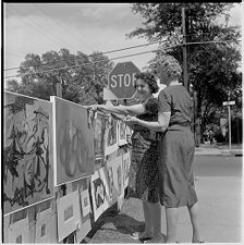 Hanging paintings