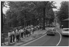 Students lining up to register