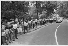 Students lining up to register