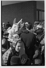 Easter Bunny landing at Pitt Plaza 