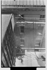 Sand blasting the County Courthouse 