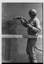 Sand blasting the County Courthouse 