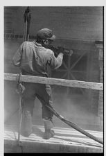 Sand blasting the County Courthouse 