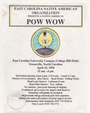 East Carolina Native American Organization pow wow flyer