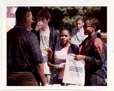 Students at information table