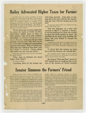 Bailey advocated higher taxes for farmer: Senator Simmons the farmers' friend