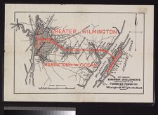 Map showing suburban developments along the lines of the Tidewater Power Co. connecting Wilmington & Wrightsville Beach