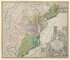 Virginia, Marylandia et Carolina in America Septentrionali, Britannorum industria excultæ / repræsentatæ à Ioh. Bapt. Homann S.C.M. Geog. Norimbergæ