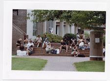 Students and parents at lunch