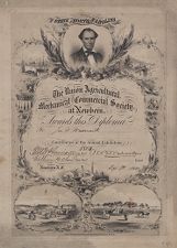 The Union Agricultural, Mechanical and Commercial Society at Newbern awards this diploma to Jas. W. Wadsworth, contributed at the annual exhibition, 1860 