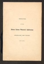 Dedication of the Alston Grimes Memorial Auditorium, Grimesland High School, May 20, 1915