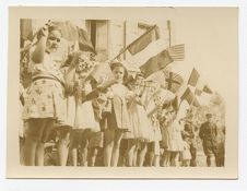 Children at V-E Day parade, France