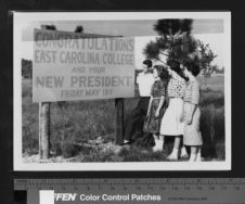 Sign congratulating new East Carolina College president