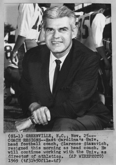 ECU football coach Clarence Stasavich