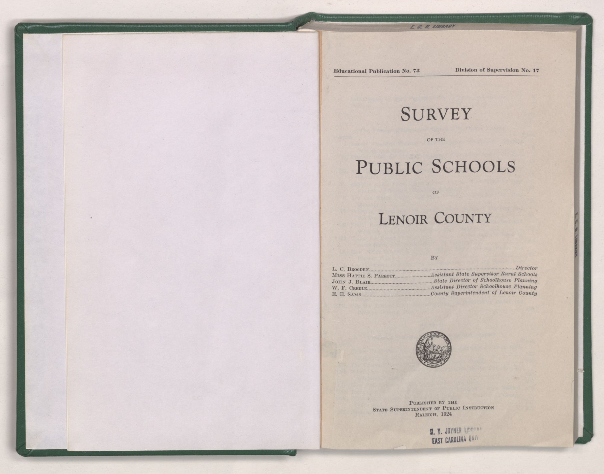 Survey of the public schools of Lenoir County - ECU Digital Collections