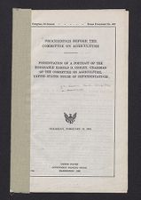 Proceedings before the Committee on Agriculture, presentation of a portrait of the Honorable Harold D. Cooley