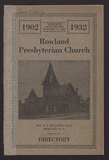 Year book and directory of the Rowland Presbyterian Church, Rowland, N.C