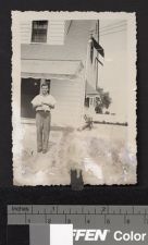 Leo Jenkins in front of building