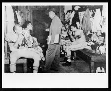 Football team in locker room