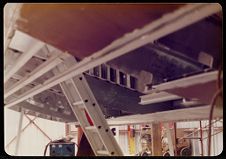 underneath boat under construction